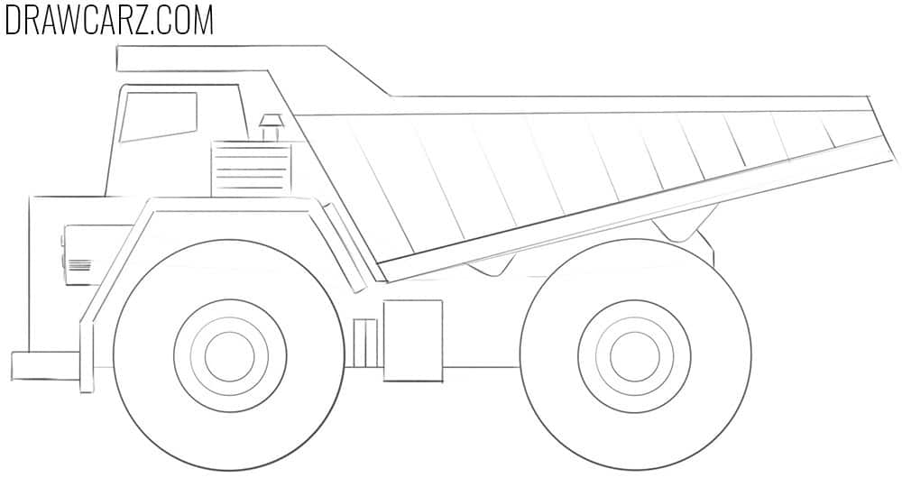 how to draw a dump truck