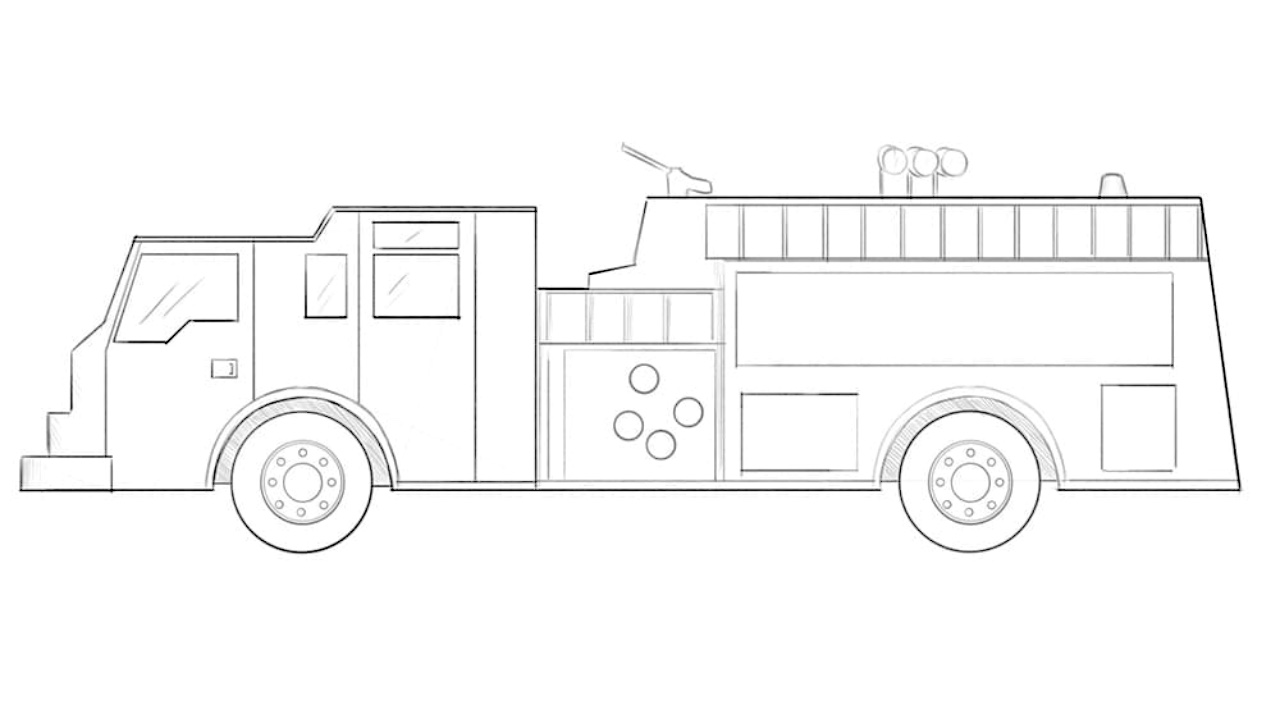 how to draw a fire truck featured image