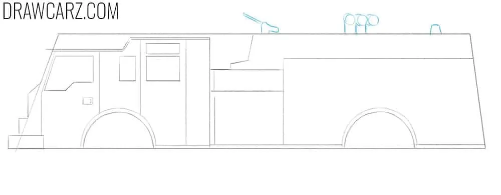 Add hose reel, three lanterns, and roof light