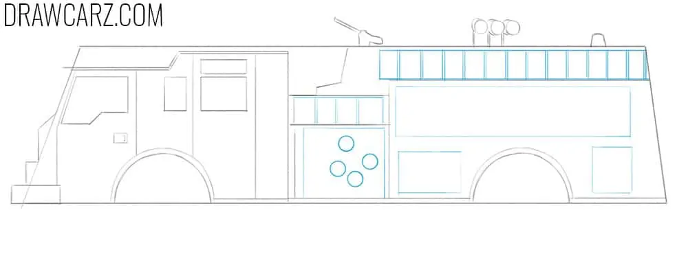 Draw the ladders on the fire truck side