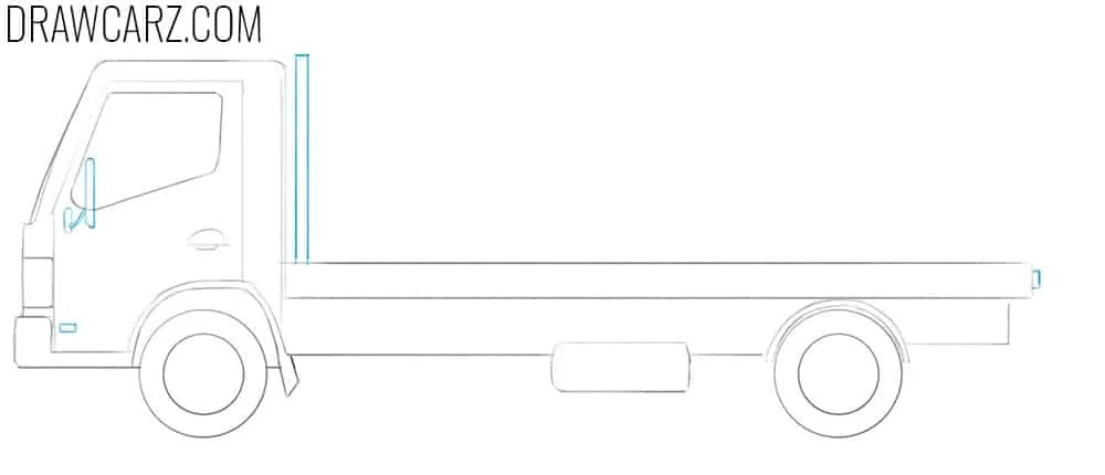 how to draw a flatbed truck from the side