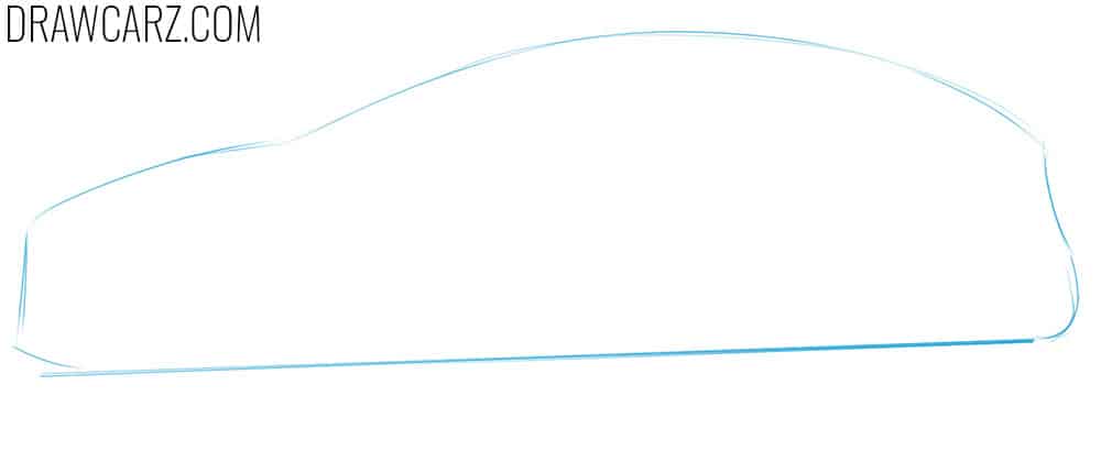 Sketch the compact sports hatchback silhouette