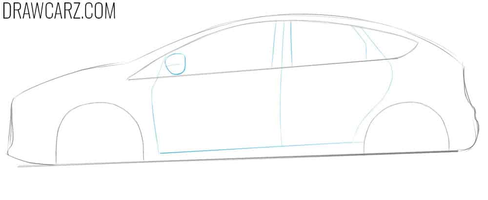 Draw the Ford Focus mirror and doors