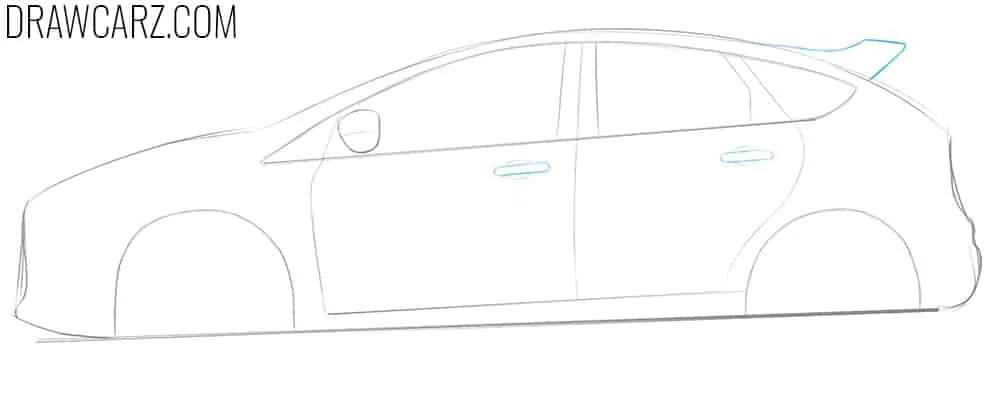 Draw the tall RS spoiler and door handles