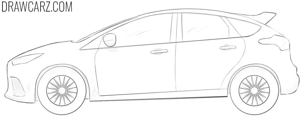 Complete your sports hatchback drawing