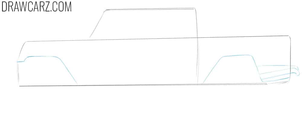 Draw the Jeep Truck wheel arches