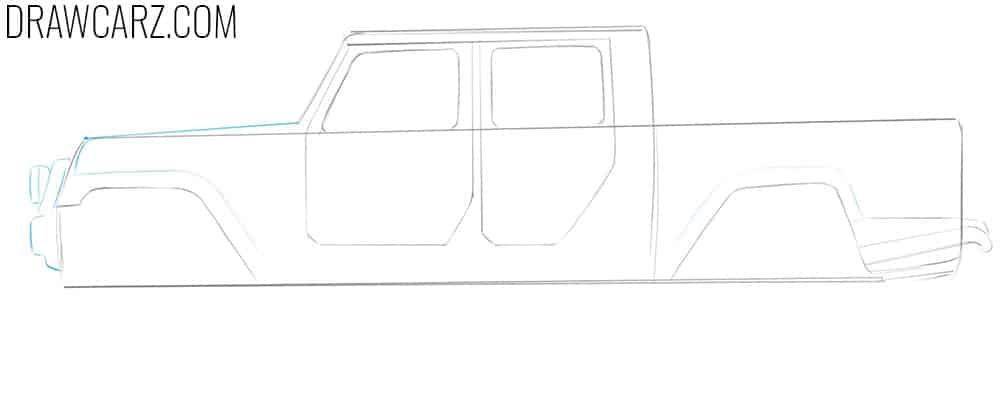 Shape the hood, headlight, and bumper
