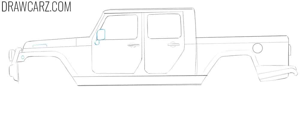 Draw the Jeep Truck mirror and turn light