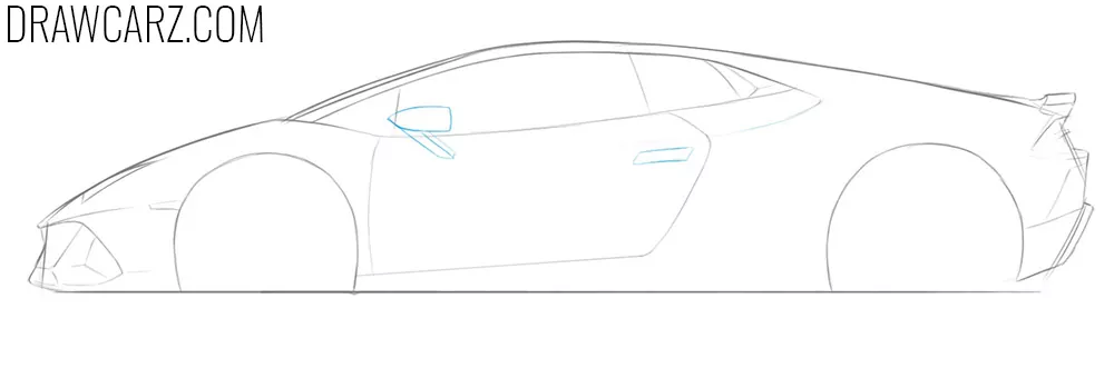 Draw the Lamborghini handle and mirror