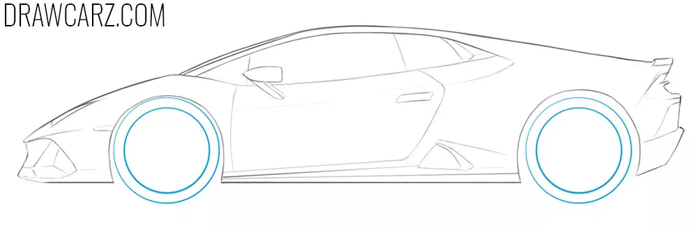 Draw the Lamborghini Huracan wheels