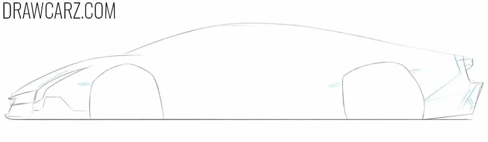 Shape the hypercar front and back