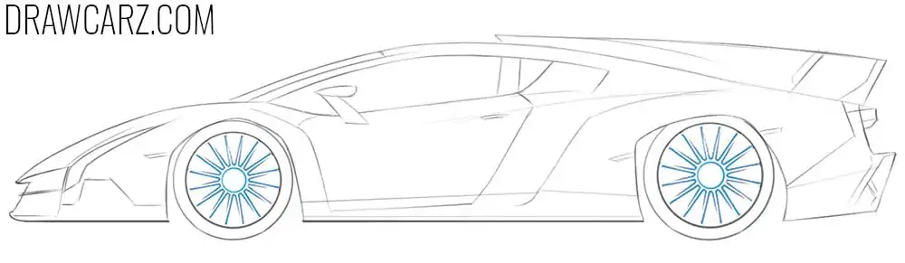 Draw the Lamborghini sports rims