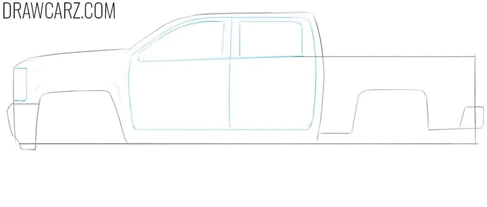 Illustrate the truck’s doors and windows
