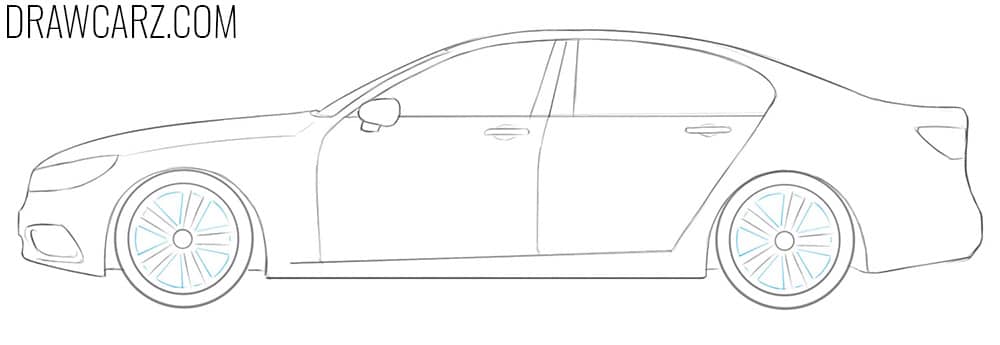 Finish drawing the luxury car rims
