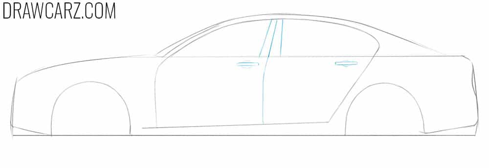 Illustrate the sedan doors and handles