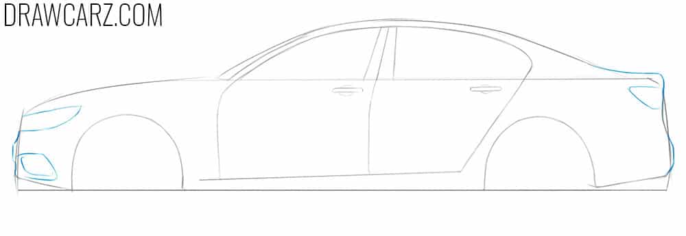 Draw the visible bumpers and lights