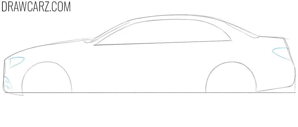 Illustrate the signature Mercedes-Benz E Class lighting elements