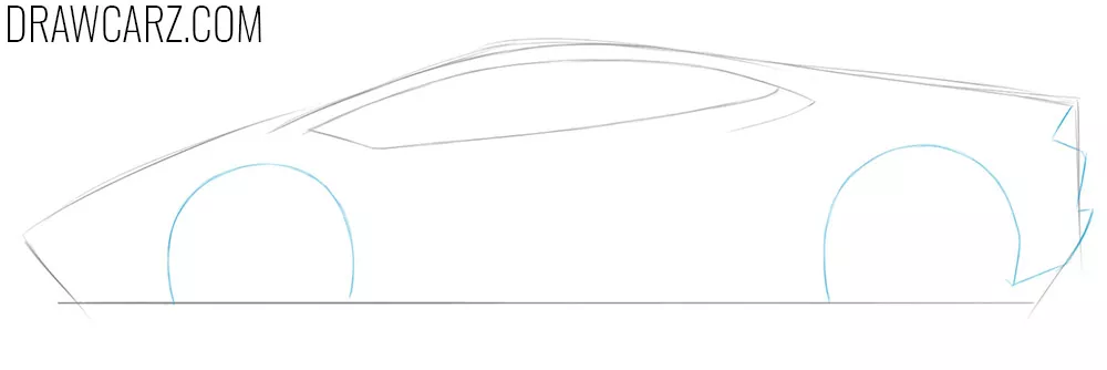 Draw the Lamborghini wheel arches