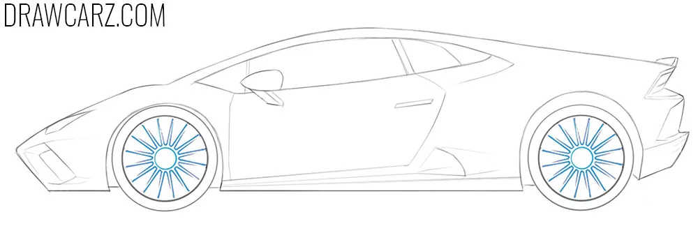 Draw the rims of the Lamborghini