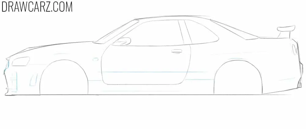 Draw the Nissan Skyline smooth decorative lines