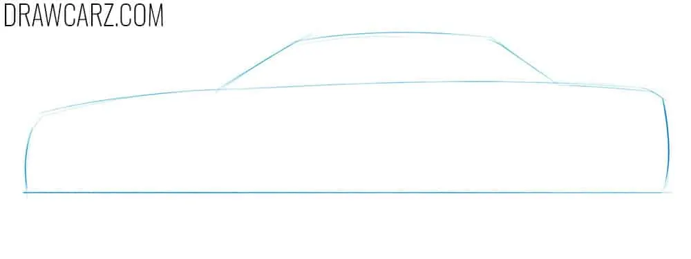 Lightly sketch the Crown Victoria silhouette