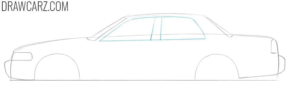 Draw out the police car’s greenhouse