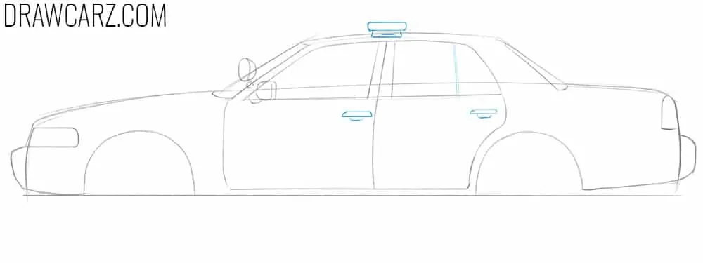 Draw the police car flashing roof lights