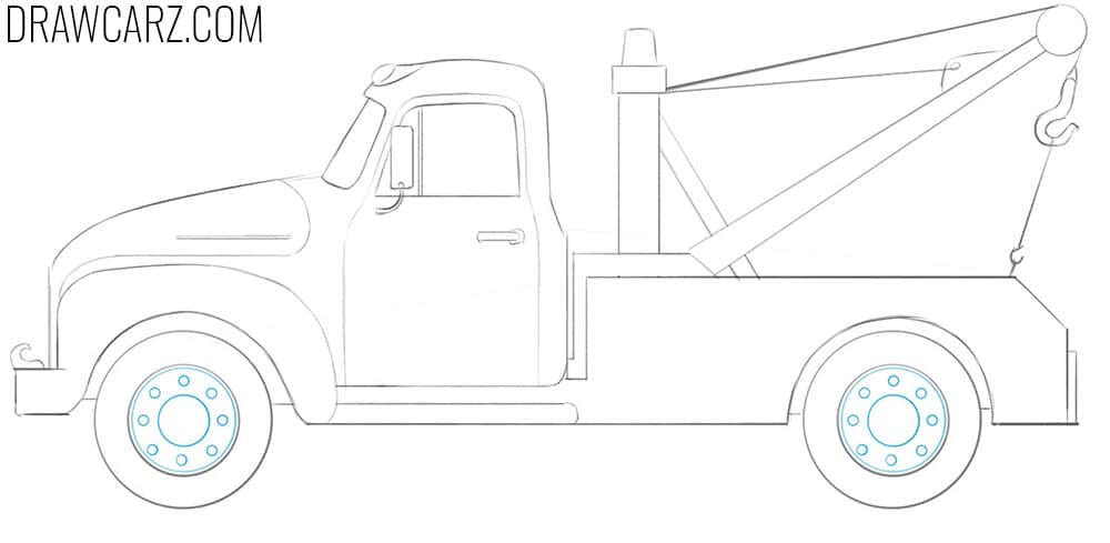 Draw the tow truck rims with their pattern