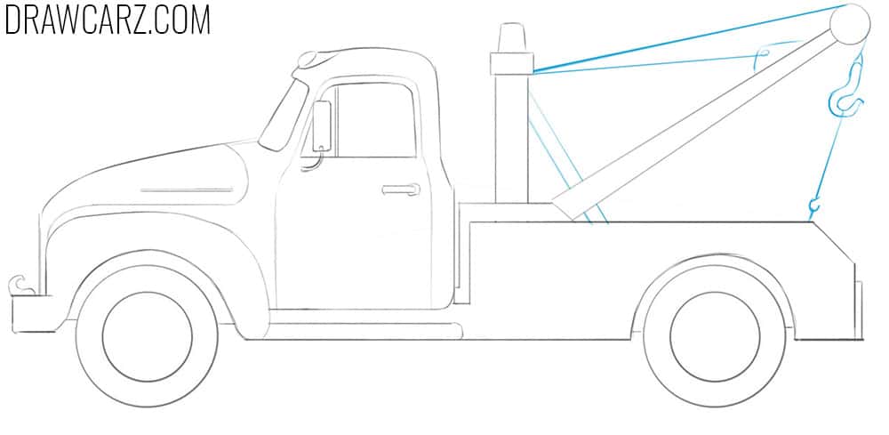 Draw the towing hook with connecting cables