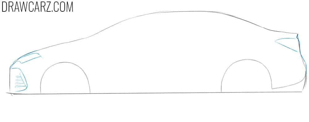 Detail the recognizable front and rear areas