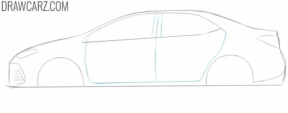 Draw both doors of the Corolla