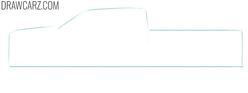 Lightly sketch the overall truck silhouette