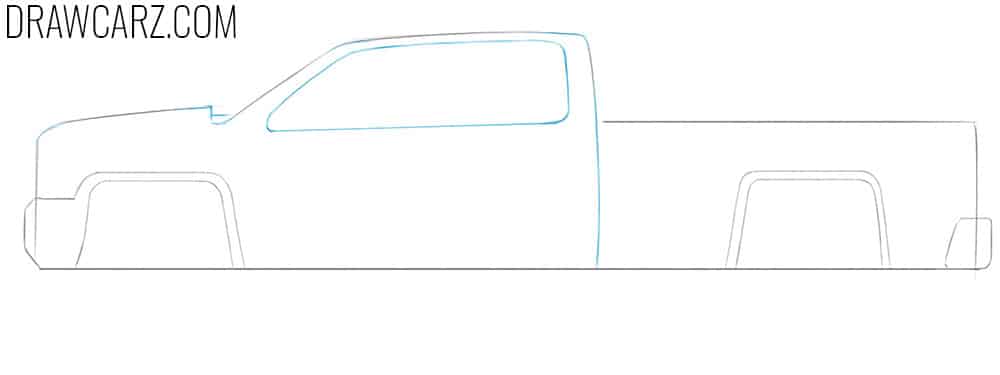 Draw the windows strip of the truck