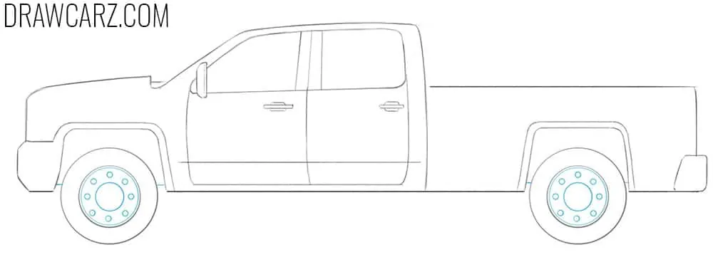 Draw the simple rims of your truck
