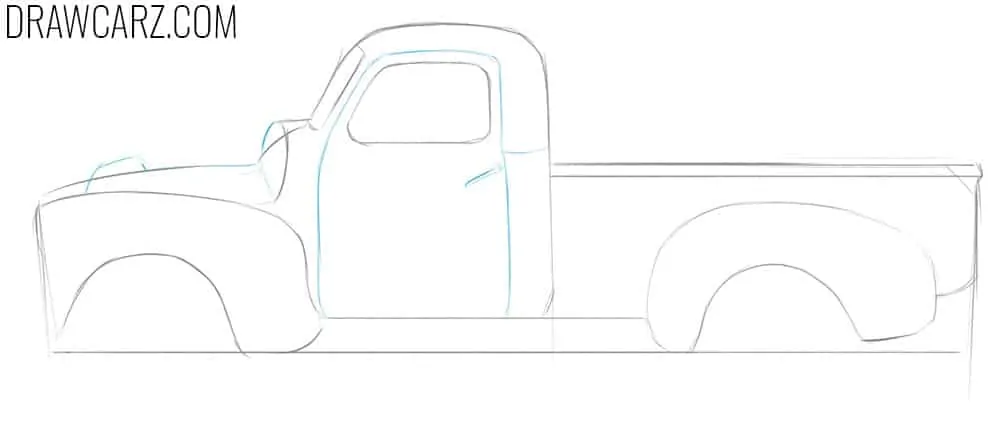 Draw the abandoned car’s crooked door