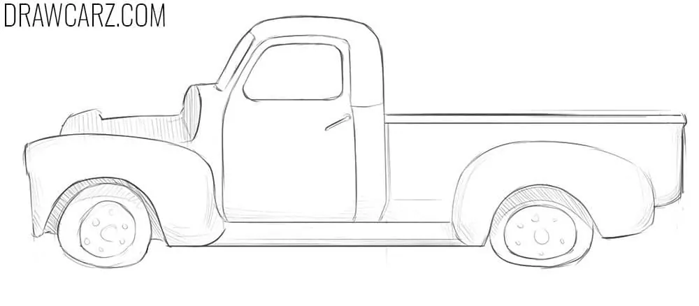 Darken key contours and add rough shading