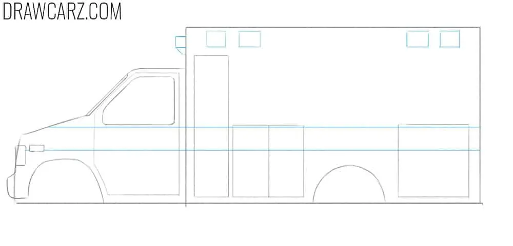 Draw the beltline stripes and roof lights