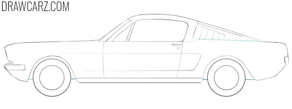 Clean the sketch, draw the old car underbody