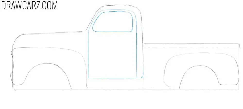 Draw out the old door of the Ford truck