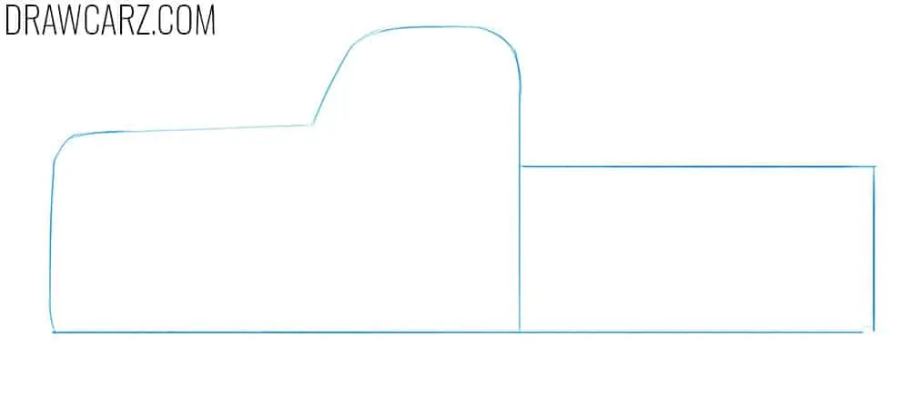 Sketch the smooth silhouette of cab and cargo