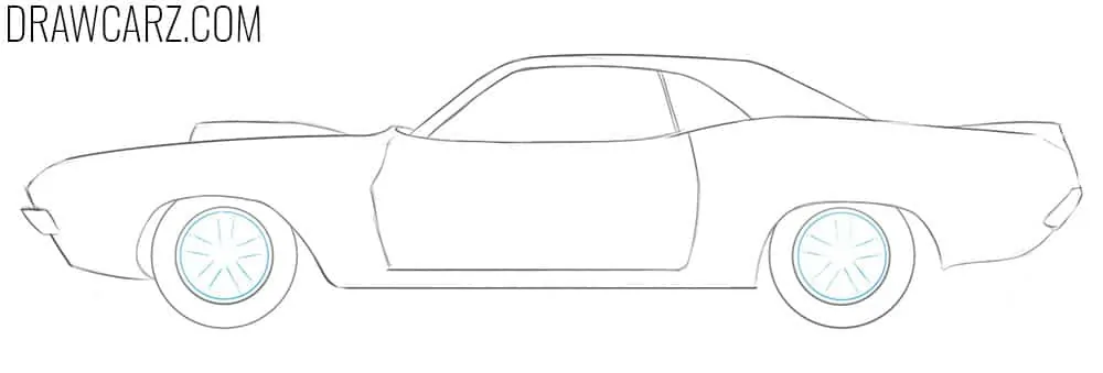 Draw the rim circles of the drag car