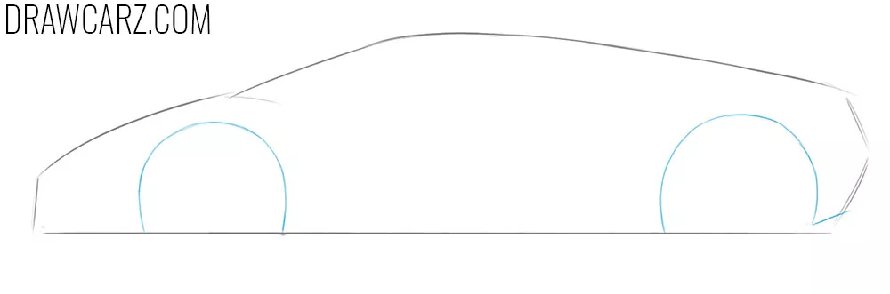 Draw the Lamborghini wheel arches