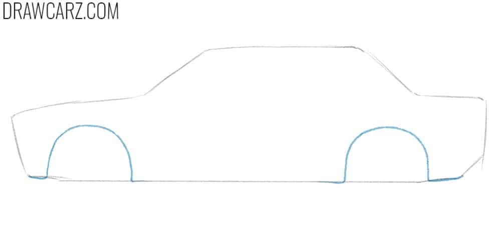 Draw the BMW E30 wheel arches