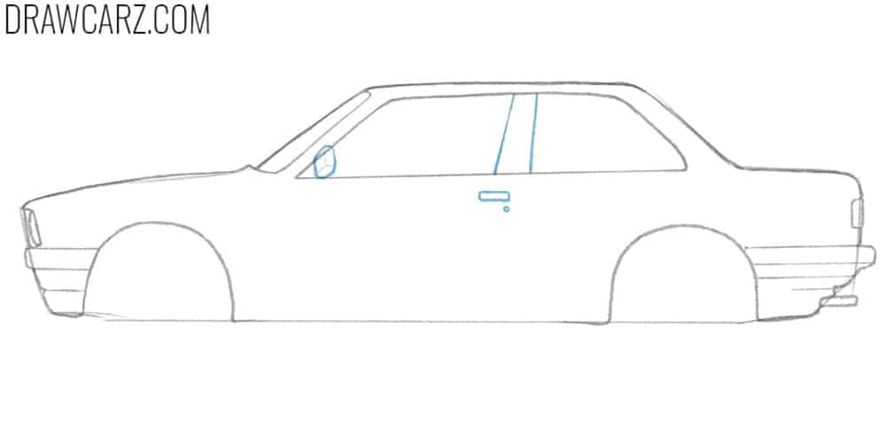 Sketch the mirror, pillar, and handle