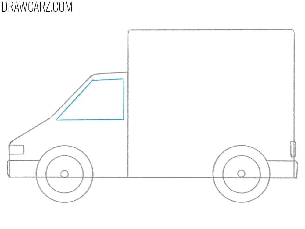 Draw the window on delivery truck cab