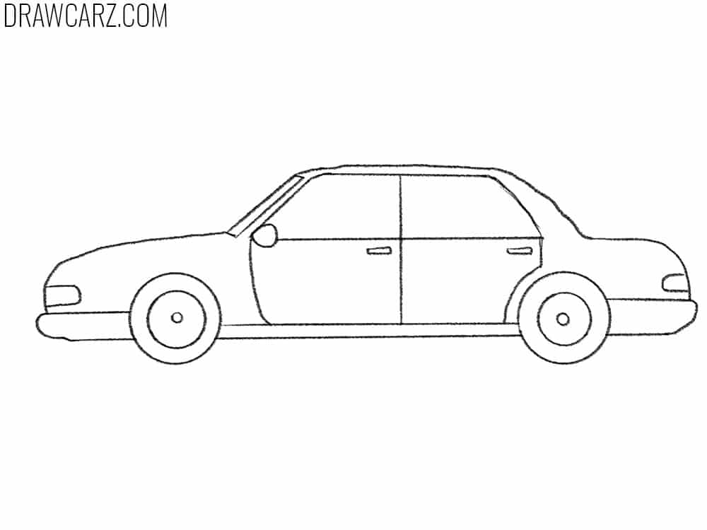 Erase the guides, darken the sedan body contours