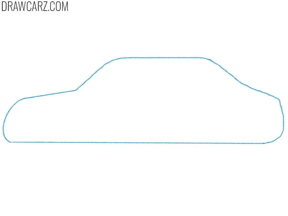 Sketch the basic silhouette with roof and base