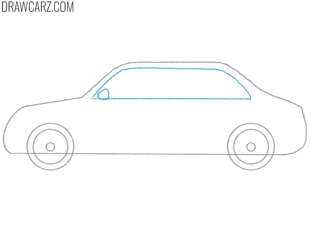 Outline the cab window and mirror