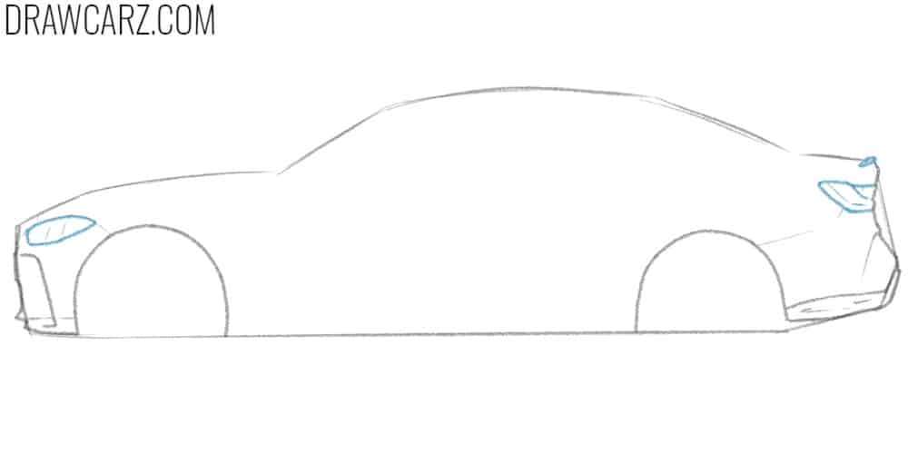 Draw the BMW M3 headlight and taillight