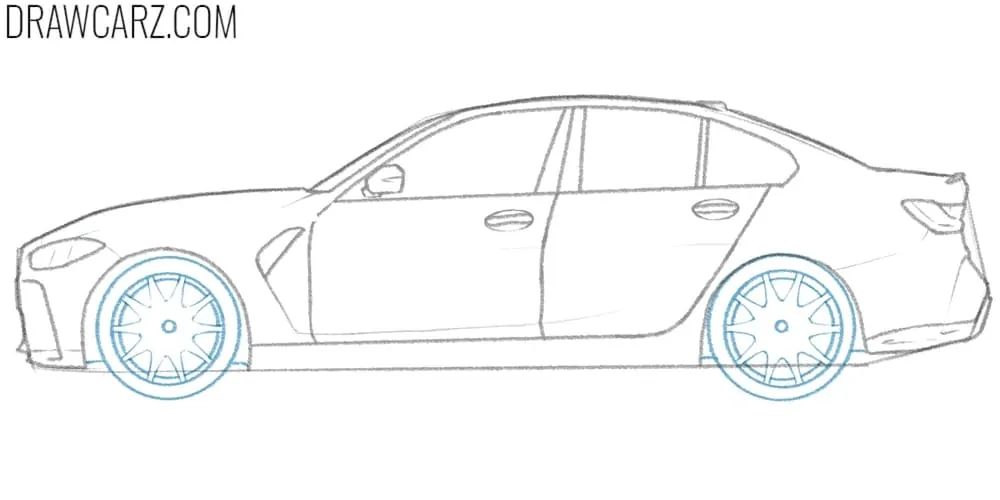 Draw the BMW M3 wheels and rimes